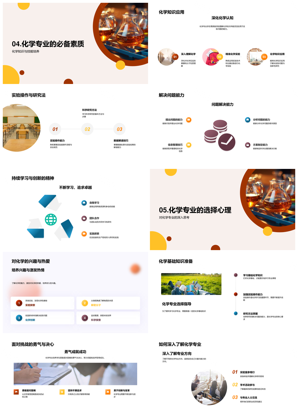 化学专业课程就业理论与实验分支解析PPT模板