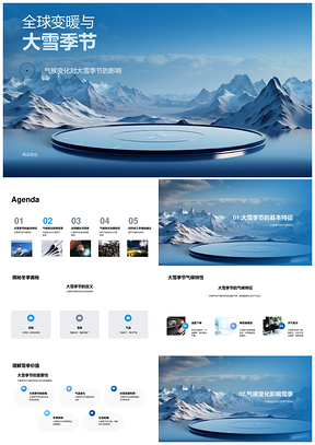 全球变暖致大雪季节雪量减少气候特征变化PPT模板