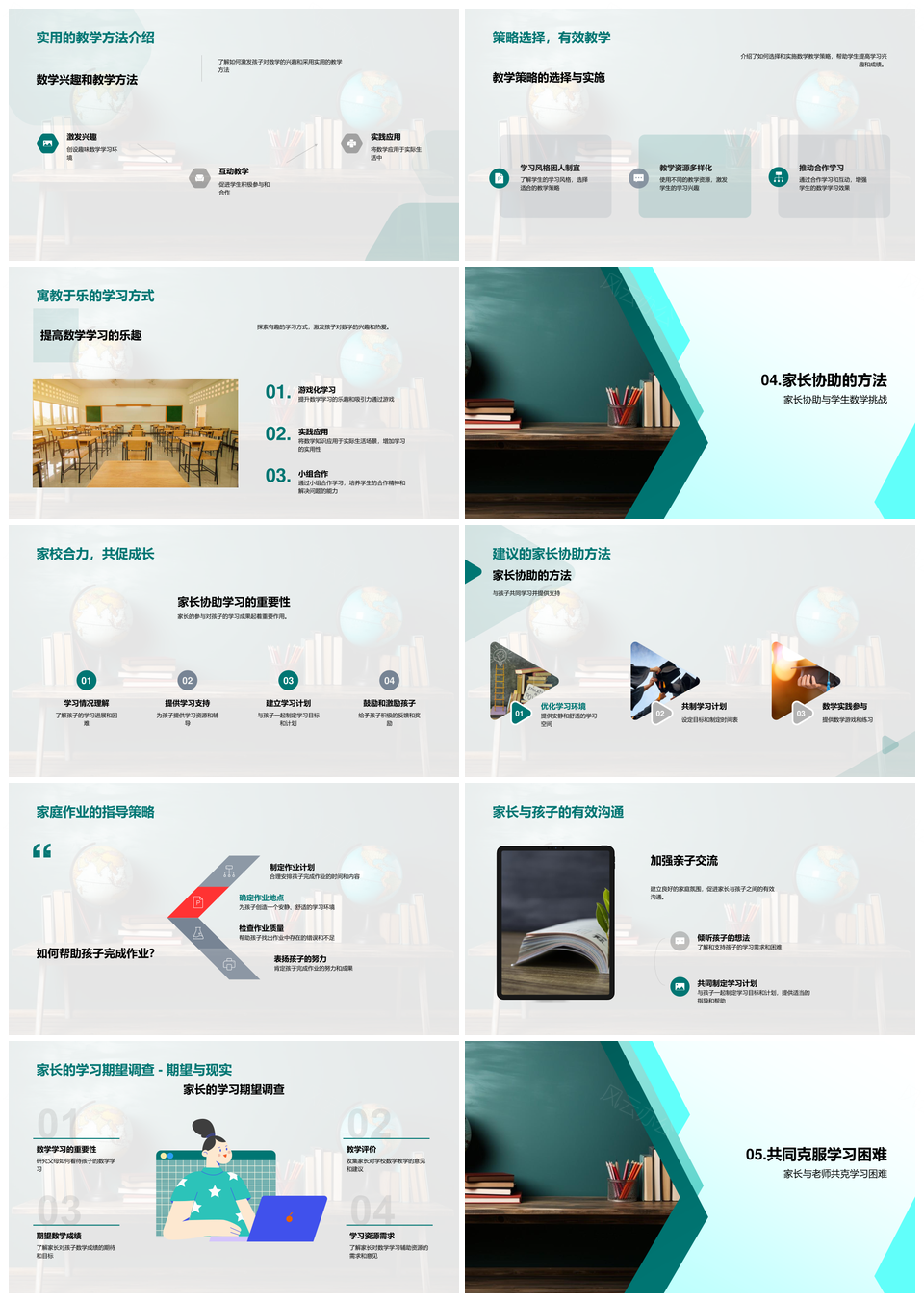 五年级数学学习成果课程问题教学策略家长协助PPT模板