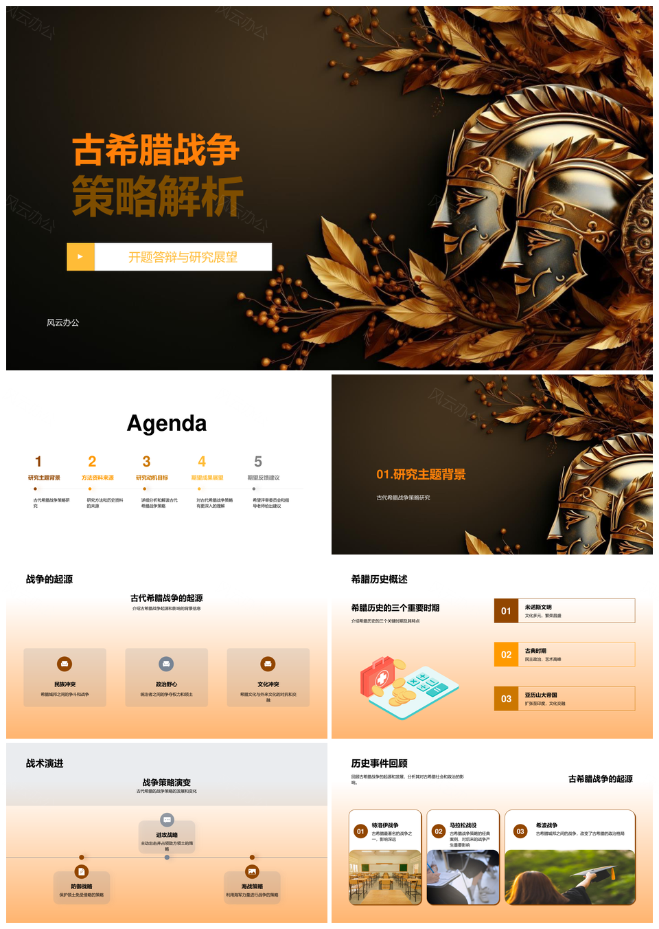 古希腊战争策略研究主题资料与展望PPT模板