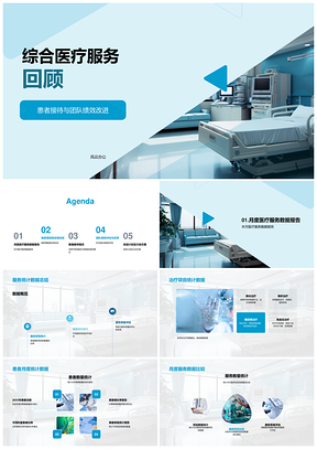 综合医疗月度服务报告患者满意度团队绩效统计PPT模板