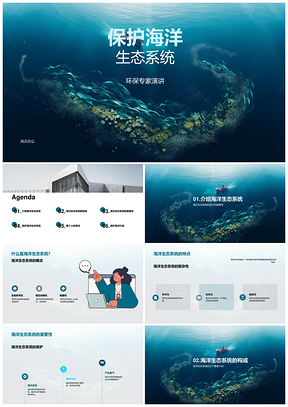 环保专家指导二年级海洋生态环保教育PPT模板