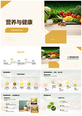 健康饮食营养平衡生活方式疾病预防心理健康PPT模板