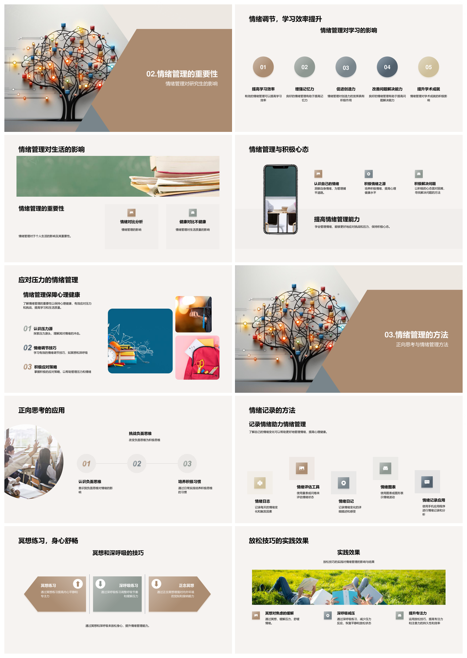 研究生情绪管理心理健康教育冥想培训PPT模板