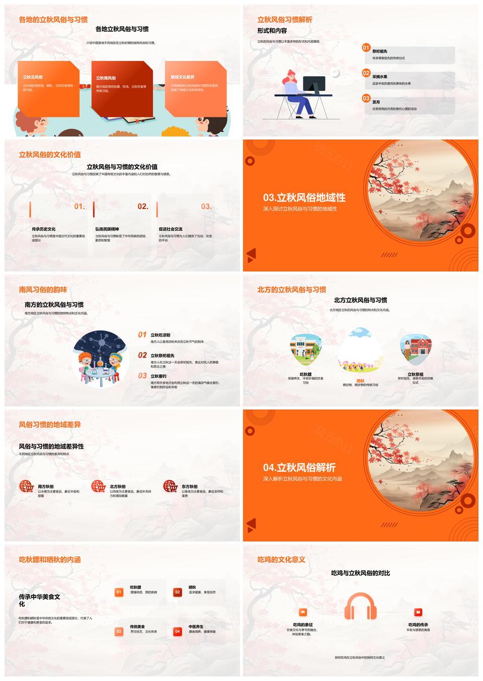 立秋风俗含义时间秋叶深度解读PPT模板