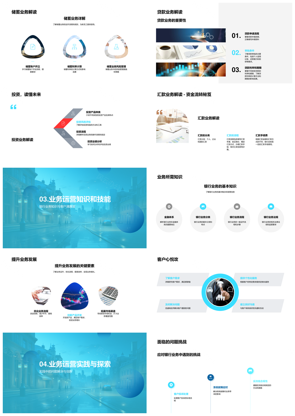 银行业务运作模式与储蓄贷款投资汇款发展解析PPT模板