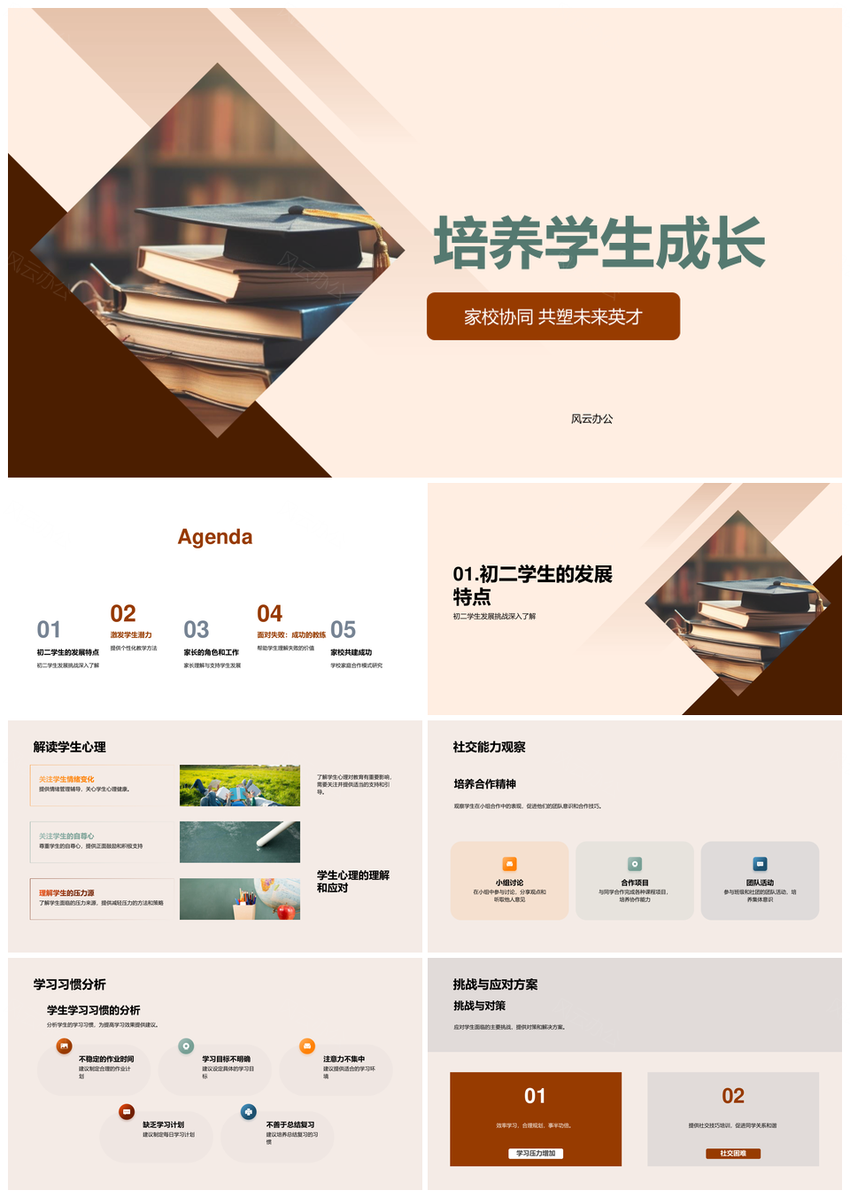 家校协同育英才强心理拓潜力PPT模板