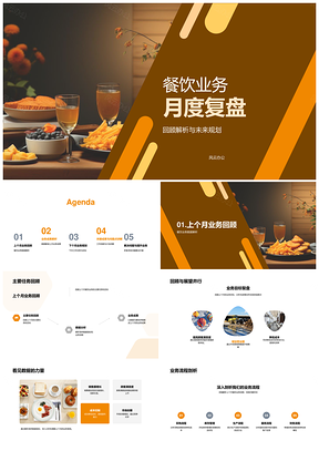 餐饮业务月度复盘数据解析流程优化客户反馈PPT模板