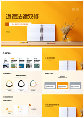道德法律双修素质提升守法制衡规范PPT模板