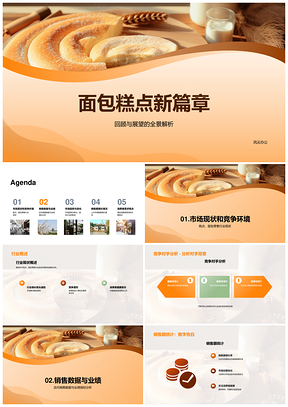 面包糕点零售行业经理年中总结竞品销售利润PPT模板