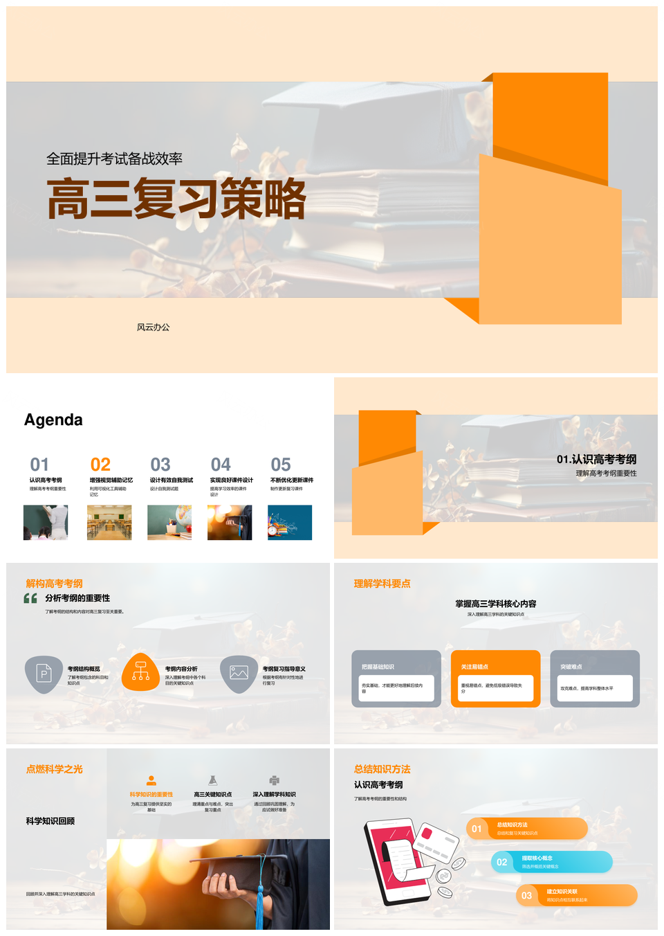 高三复习策略考纲知识点视觉化自测高效备考PPT模板