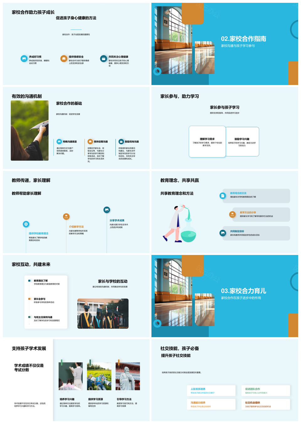 家校共育助力孩子全面健康成长PPT模板