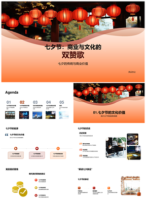 七夕节文化商业交融点亮年轻消费市场PPT模板