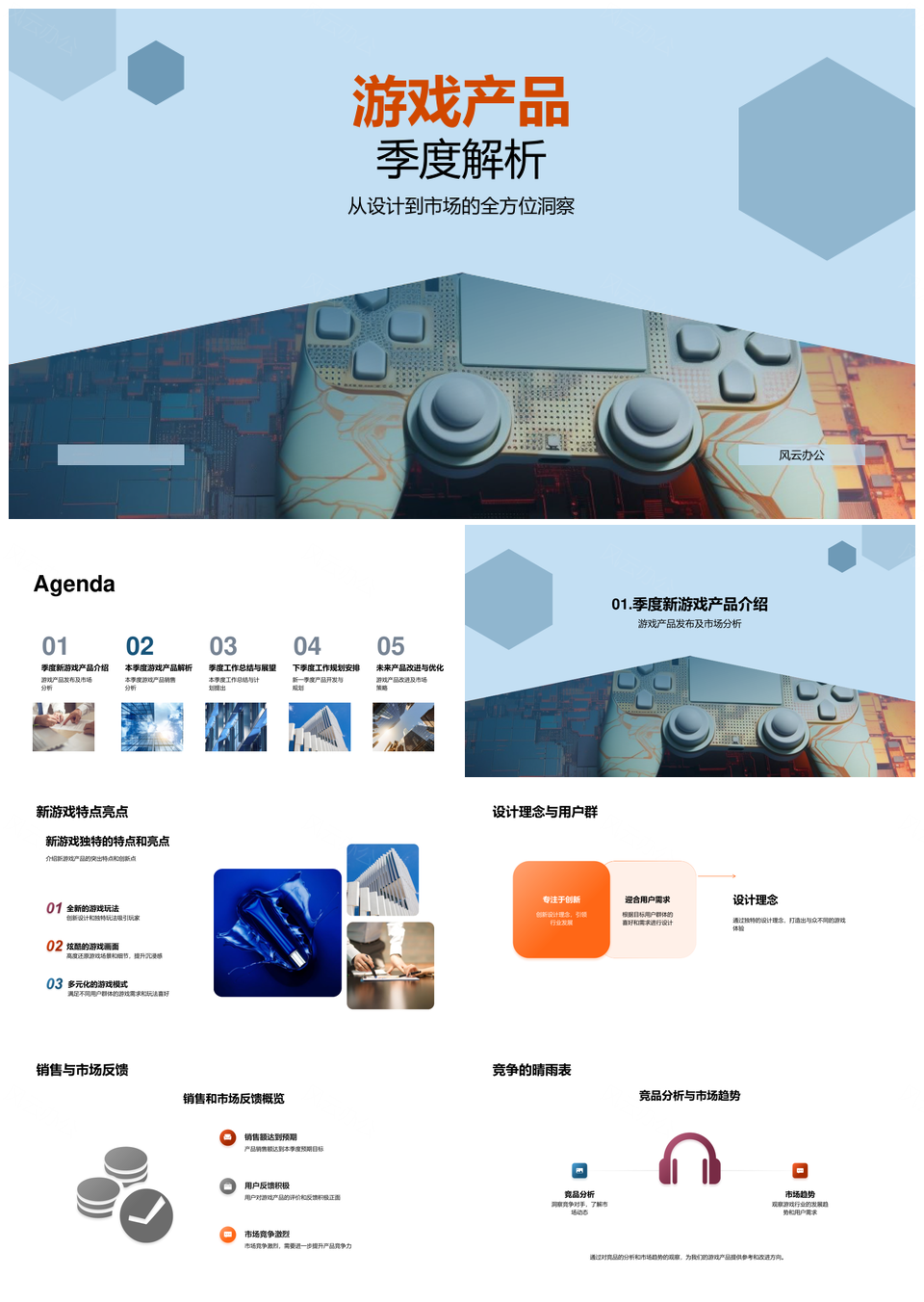 游戏产品季度解析设计市场销售竞品趋势改进控制器PPT模板