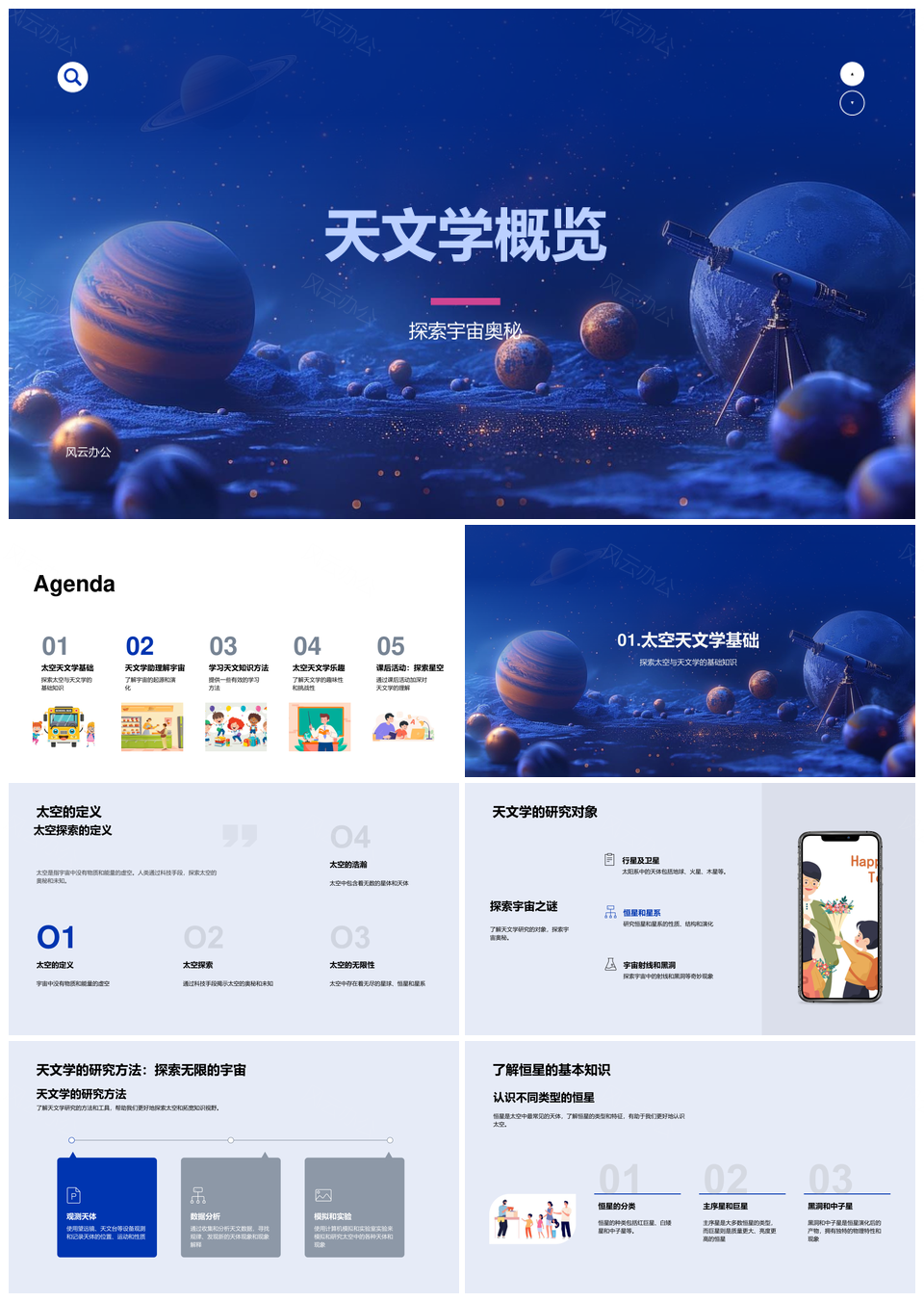 天文学宇宙起源演化星辰观测研究PPT模板
