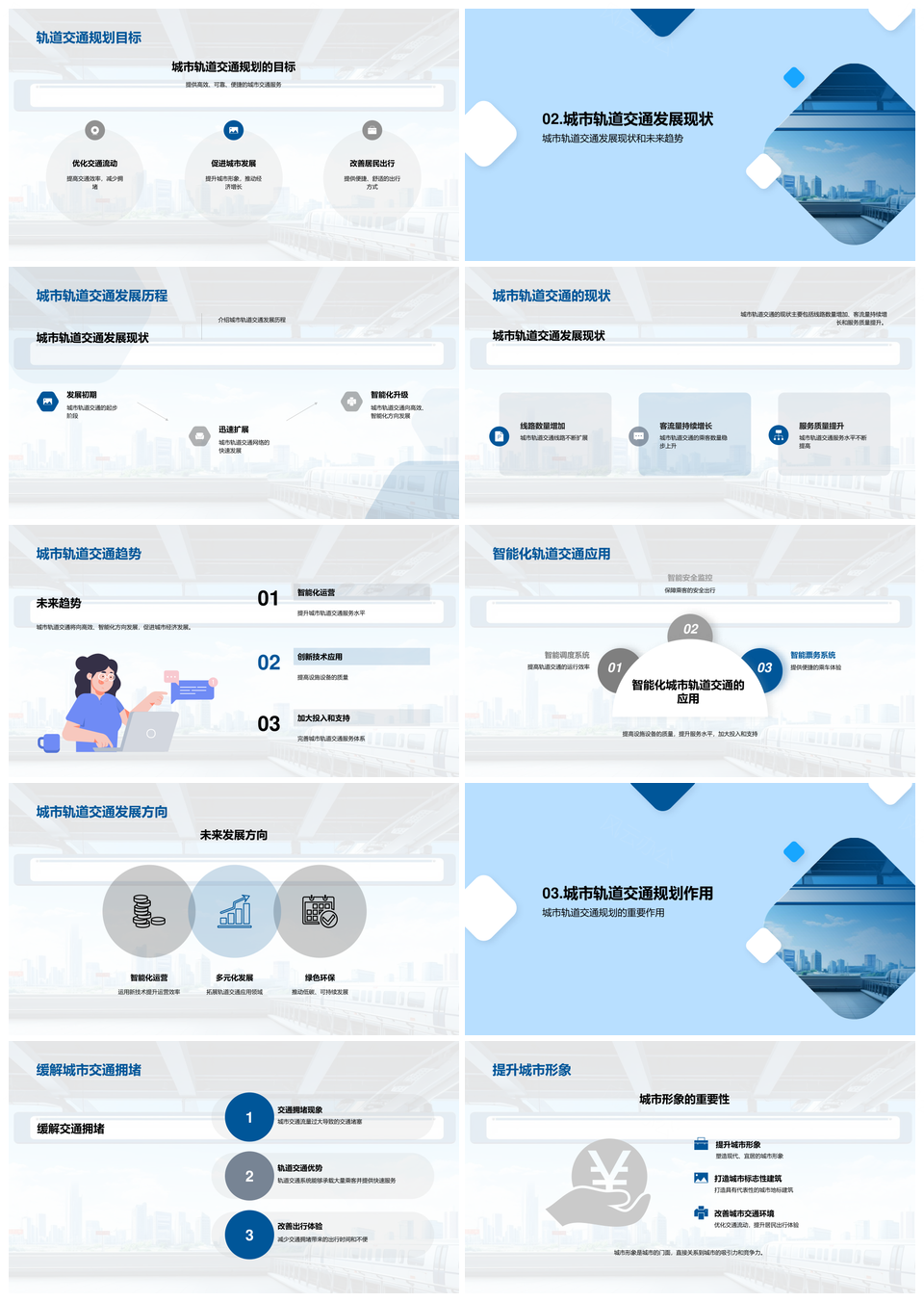轨道交通规划创新驱动经济未来城市天际线PPT模板