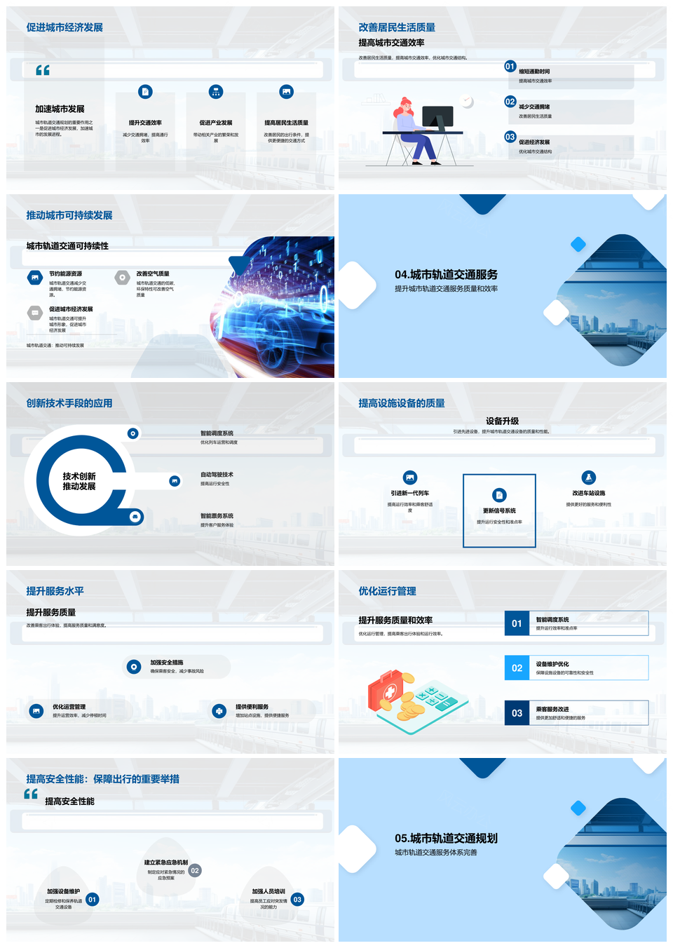 轨道交通规划创新驱动经济未来城市天际线PPT模板