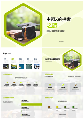 主题X目标Y难题Z硕士答辩研究成果未来展望PPT模板