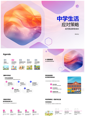 中学生活学习压力时间管理自我成长应对策略PPT模板