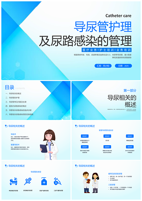 2025蓝色简约导尿护理医疗不良事件培训课件