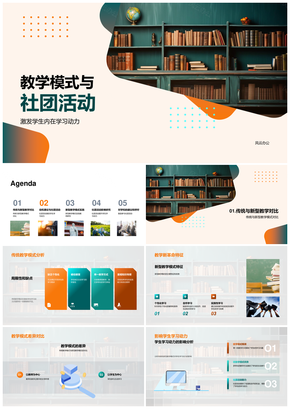 教学模式社团活动激发学习动力学业成绩PPT模板