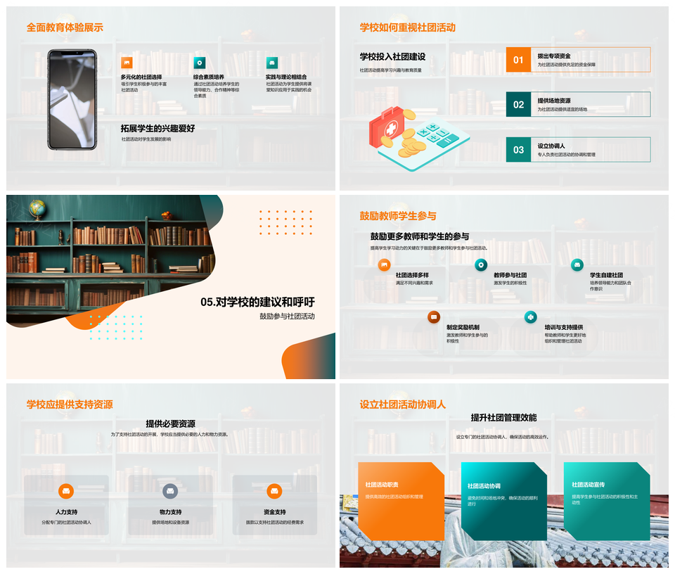 教学模式社团活动激发学习动力学业成绩PPT模板
