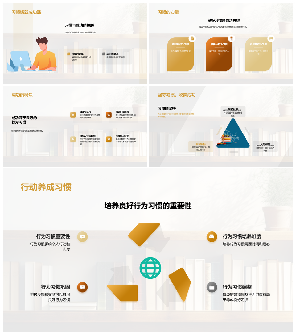 沙漏时间管理培养高效成功习惯PPT模板