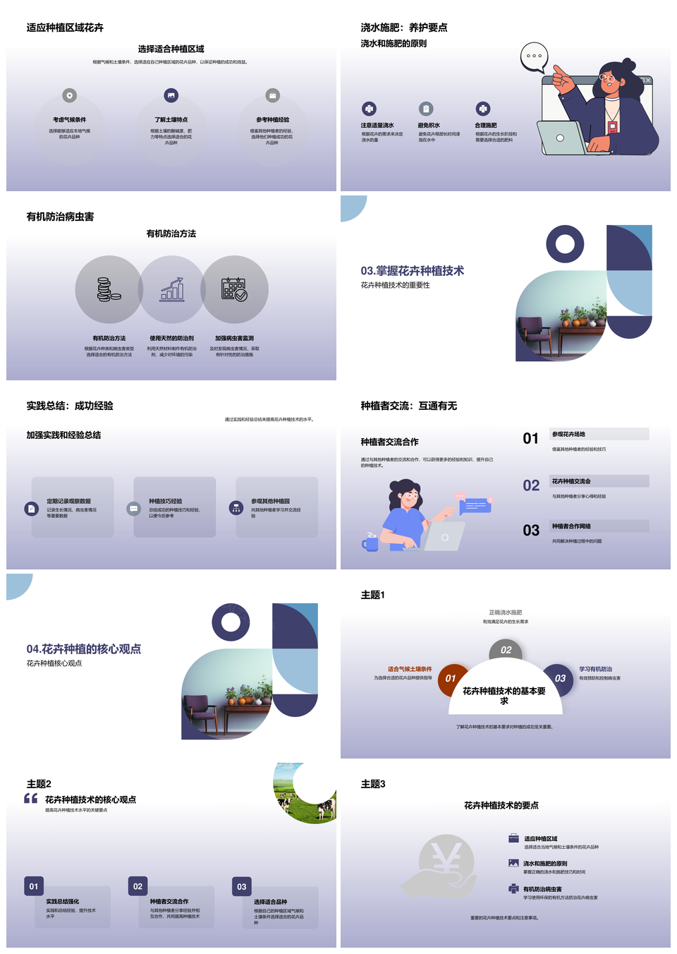 农民花卉种植技术培训步骤品种特点花盆PPT模板