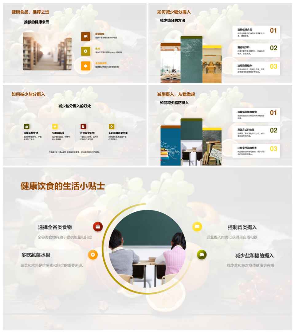 营养饮食健康生活蛋白质脂肪碳水维生素果蔬PPT模板