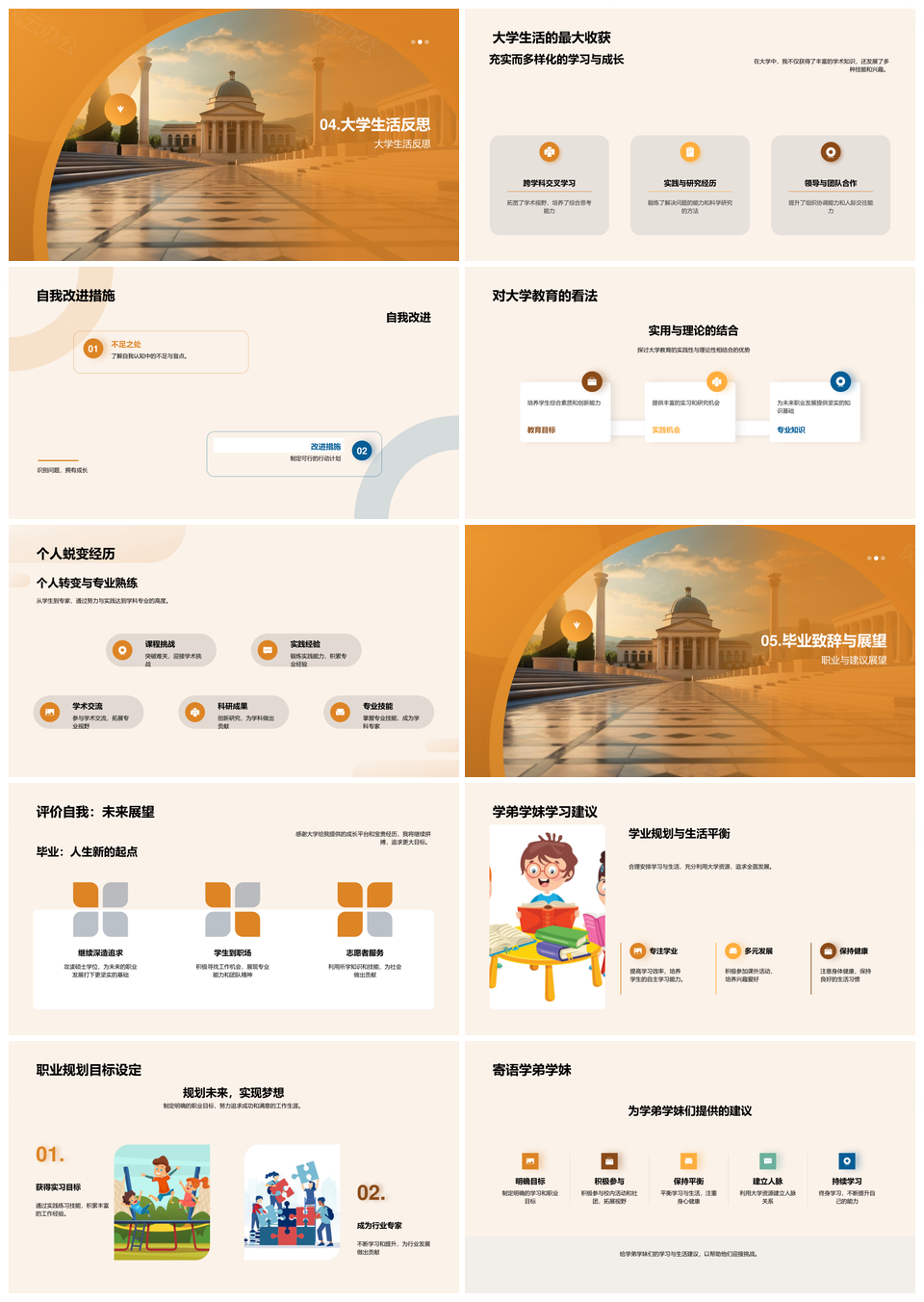 大学教育成长旅程学术活动实习研究毕业答辩PPT模板