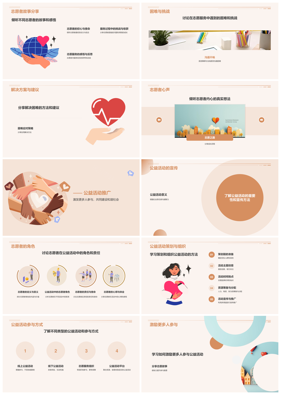慈善志愿同行大爱多元健康平等PPT模板