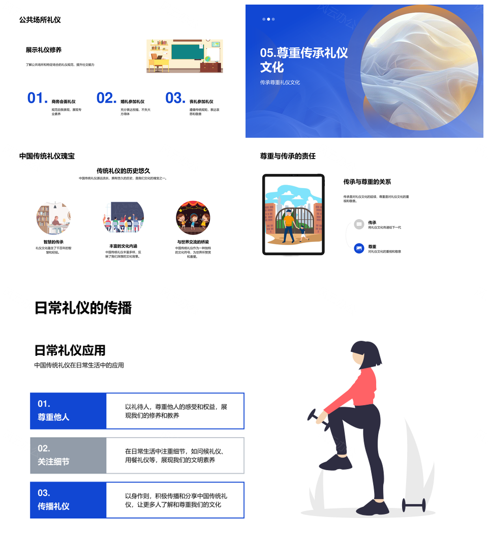 中华礼仪历史价值与中外社交全球影响PPT模板