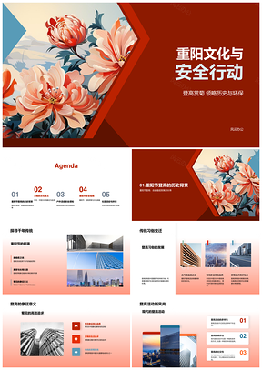 重阳登高赏菊社区安全健康行PPT模板