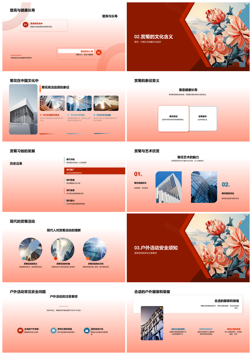 重阳登高赏菊社区安全健康行PPT模板