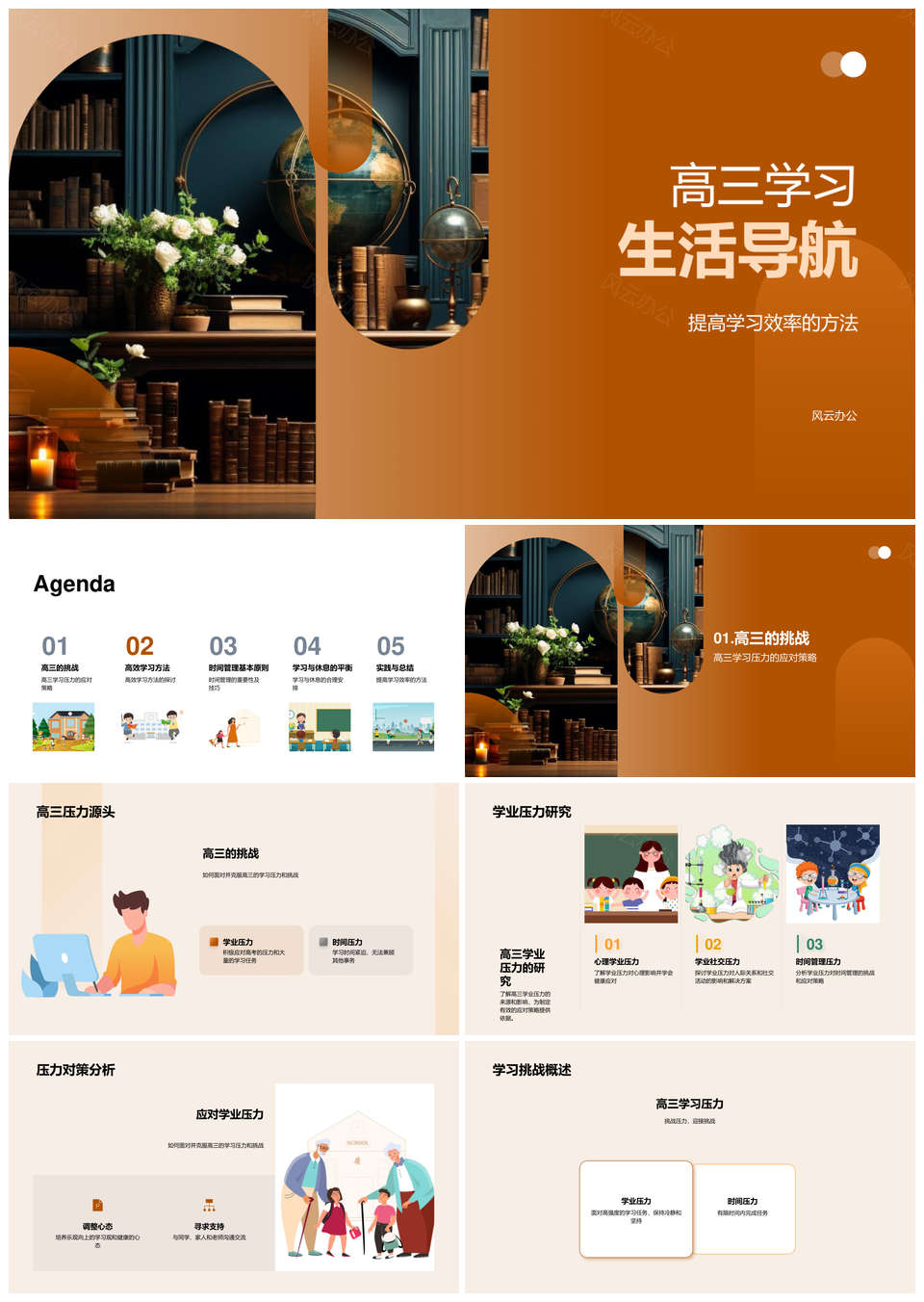 高三高效学习计划时间管理睡眠书单导航PPT模板