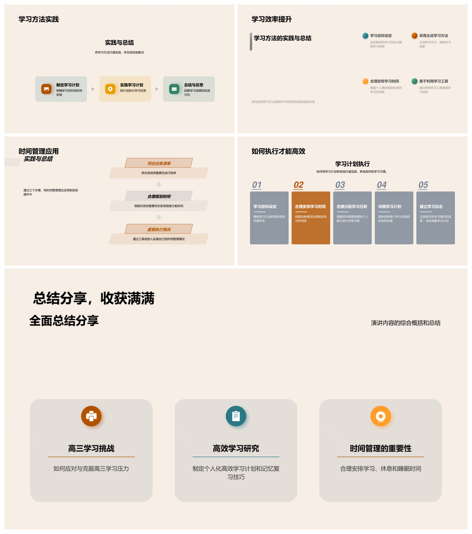 高三高效学习计划时间管理睡眠书单导航PPT模板