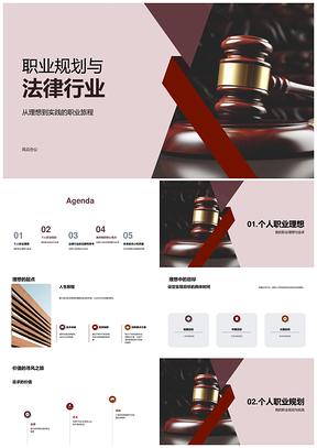 法律职业规划理想与行业趋势法槌指引PPT模板