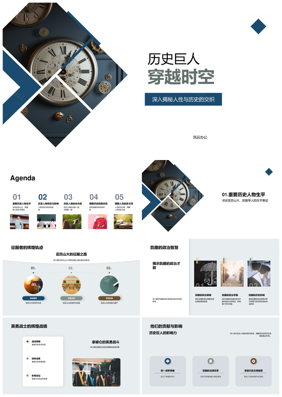 历史三雄越时空人史交织多元复调PPT模板