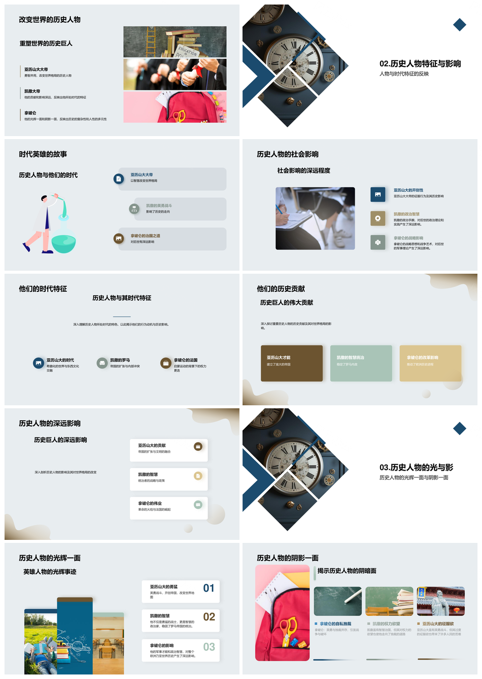 历史三雄越时空人史交织多元复调PPT模板