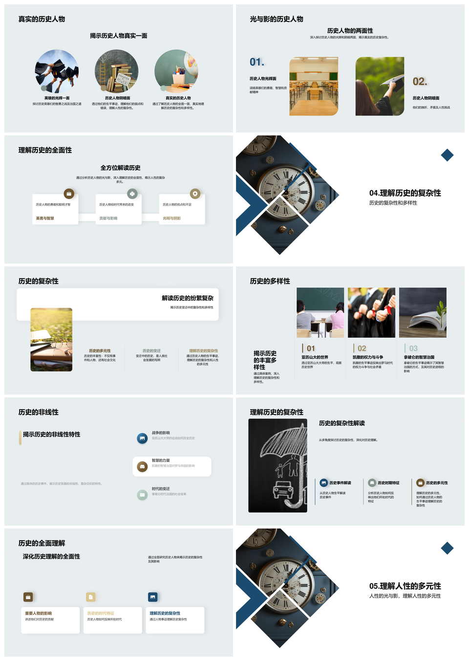 历史三雄越时空人史交织多元复调PPT模板