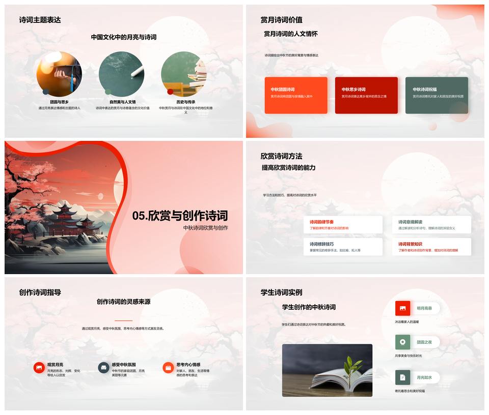 中秋月韵诗词人文赏析创作传说PPT模板