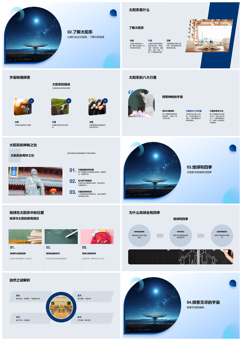 无尽宇宙太空科学探索太阳系行星奥秘PPT模板