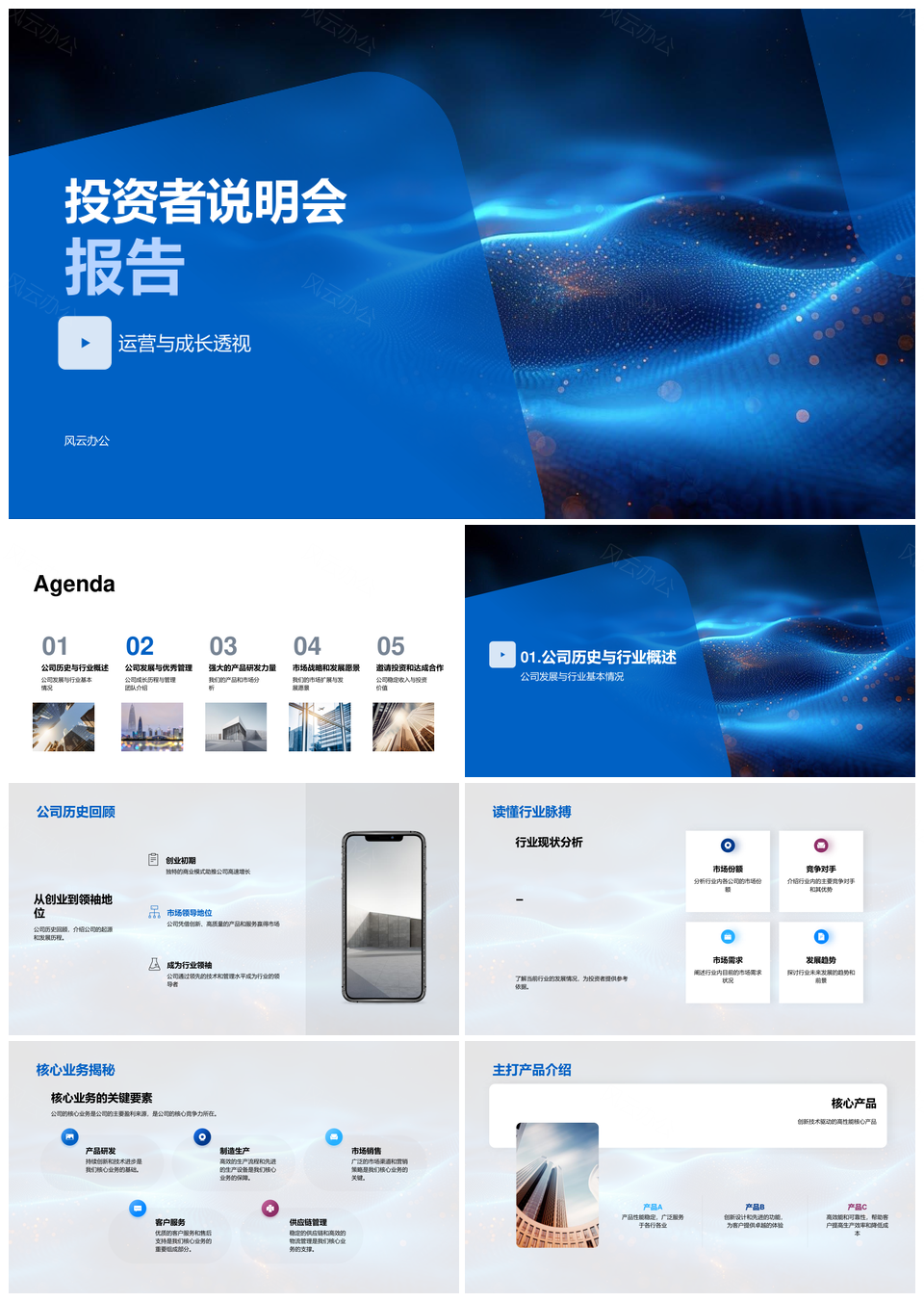 投资者说明会运营成长核心业务与产品研发市场战略PPT模板