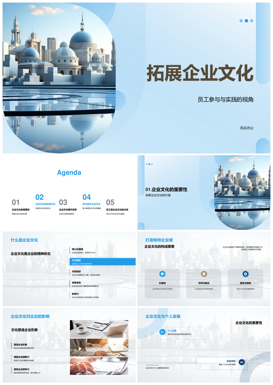 人力经理推动员工大楼实践文化发展提效合作PPT模板