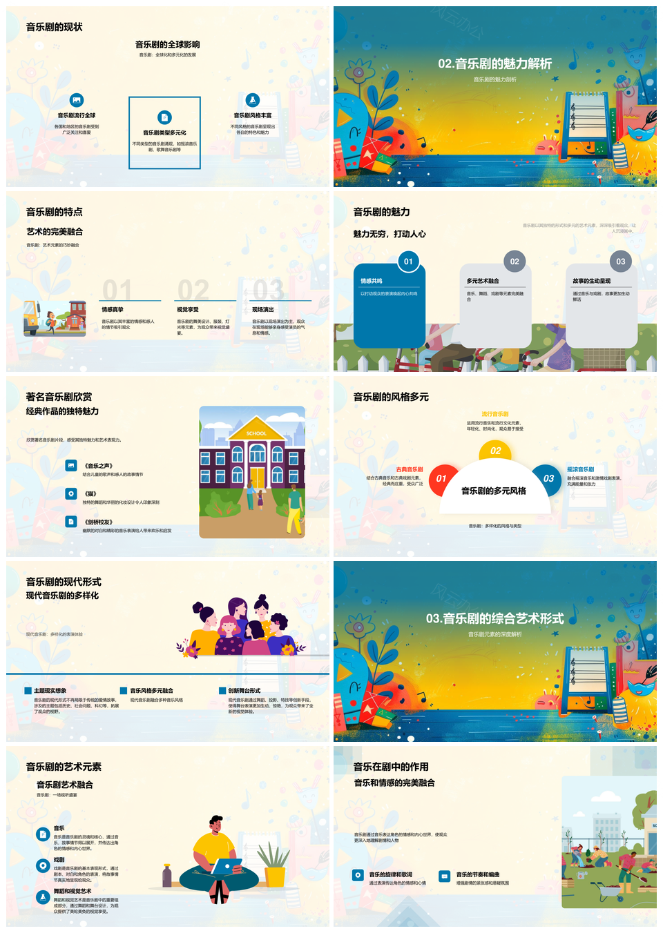 音乐剧教学历史发展阶段特点魅力欣赏PPT模板