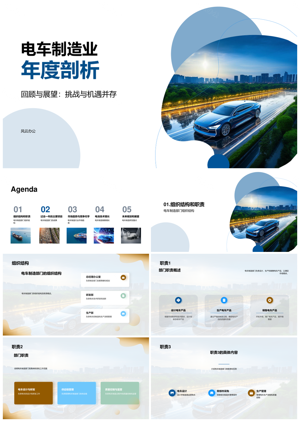 电车制造部门年终总结电动汽车销售增长市场趋势PPT模板
