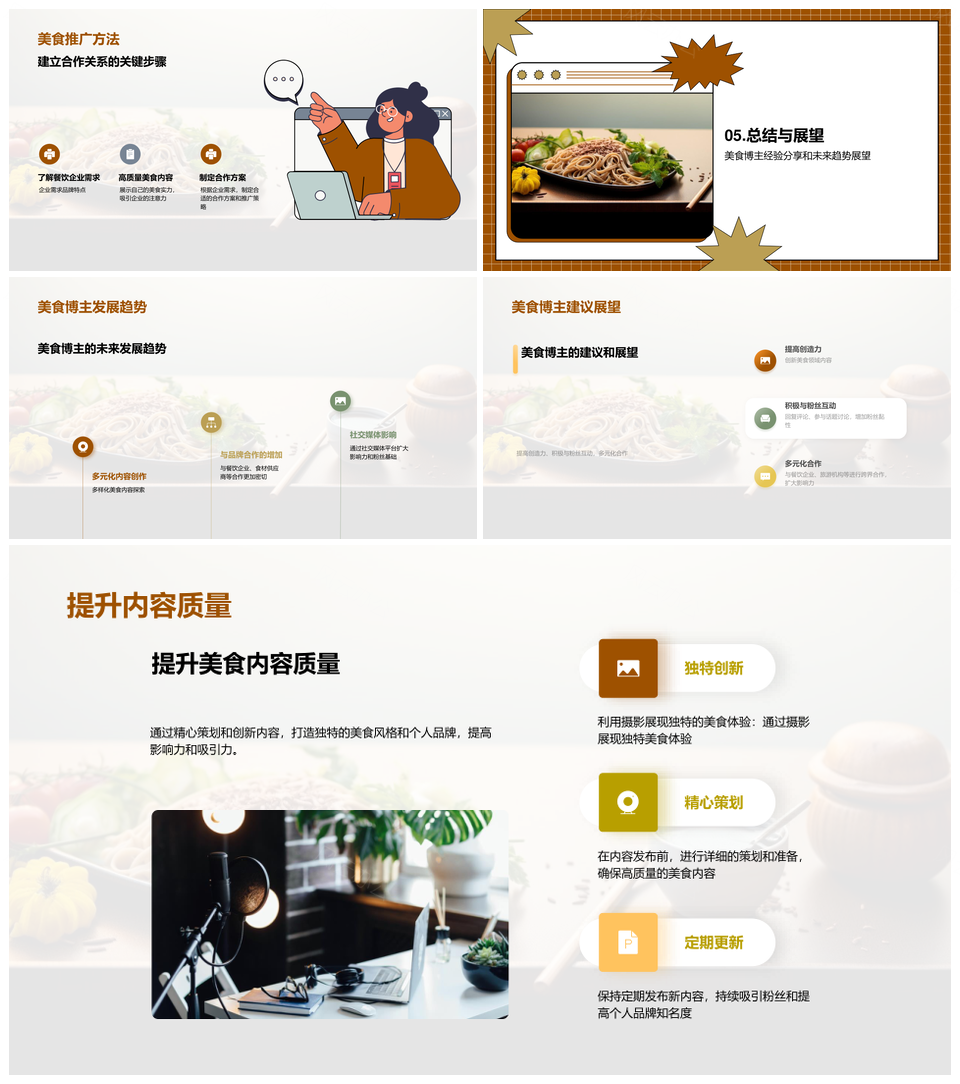 新媒体时代美食博主推广经验与消费影响PPT模板