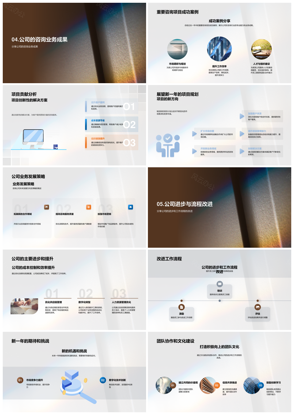 咨询业务年度总结卓越进程熠熠生辉PPT模板