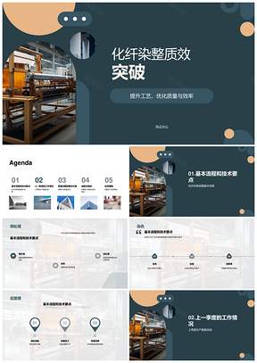 化纤染整部门季度总结生产质控成本技术机械PPT模板