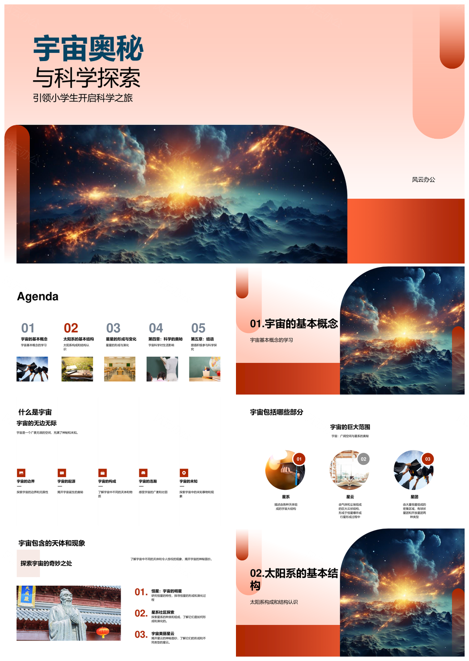宇宙科学探索太阳系行星彗星星系实验PPT模板